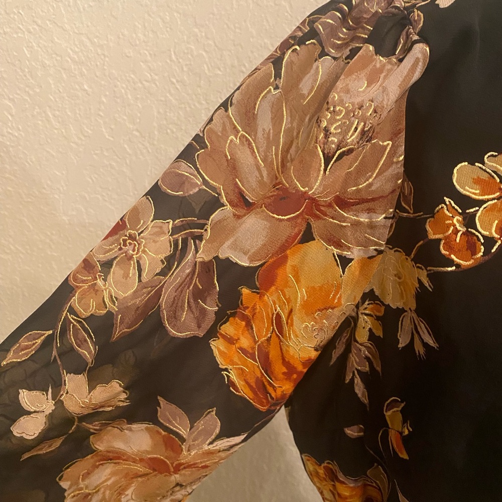 Leslie Fay Black and Orange Long Sleeve Dress - Picture 3 of 7